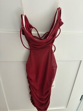 Red Discontinued Cutout Bodycon Dress